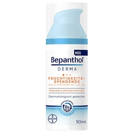 Bepanthol DERMA Feuchtigkeitsspendende Gesichtscreme mit LSF 25 für empfindliche und trockene Haut, dermatologisch getestete Feuchtigkeitscreme mit Dexpanthenol frei von Duftstoffen 50 ml Pumpflasche - 1