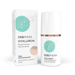 Cosphera Hyaluron Nachtcreme 100% vegan - Nachtpflege gegen Falten, Tränensäcke und Augenringe 30 ml - Gesichtscreme für Frauen und Männer - 1