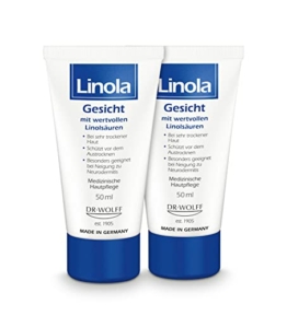 Linola Gesicht - 2 x 50 ml | Gesichtscreme bei Trockener, Empfindlicher und zu Neurodermitis Neigender Haut | Medizinische Gesichtspflege ohne Mikroplastik - 1