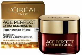 L'Oréal Paris Tagespflege, Age Perfect Extra-Reichhaltig, Anti-Aging Gesichtspflege, Entknittern und Straffen, Für sehr reife und trockene Haut, Mit Manuka Honig und Calcium B5, 50ml - 1