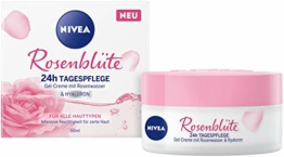 NIVEA Rosenblüte 24h Tagespflege (50 ml), Gesichtspflege mit Rosenwasser und Hyaluron, leichte Gel-Creme für geschmeidig zarte Haut - 1